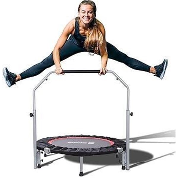 BCan 40in Trampoline Foldable Mini Trampoline Max Load 330lbs Fitness Rebounder with Springs, Adjust