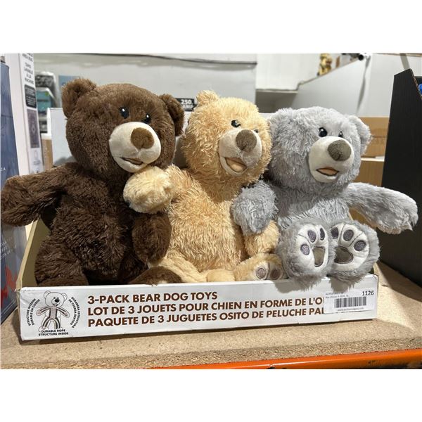 3-Pack Bear Dog Toys