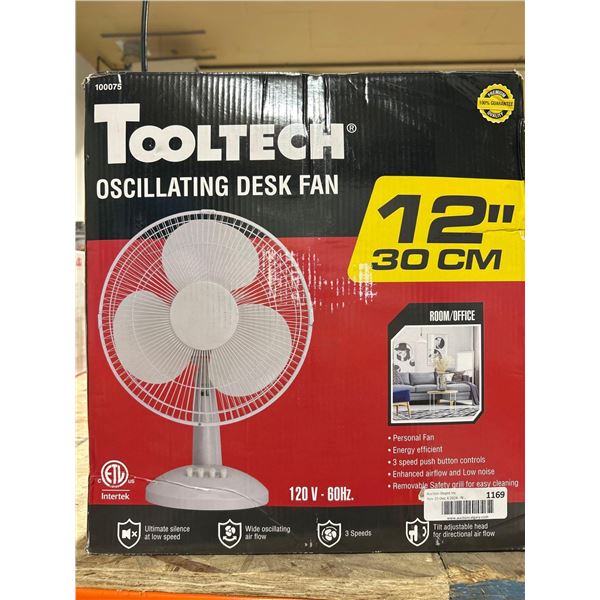 Tooltech Oscillating Desk Fan 12in, 120V