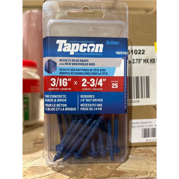 Tapcon Screws for Concrete, Block & Brick 3/16in Diameter, 2-3/4in Length (5 x 25)