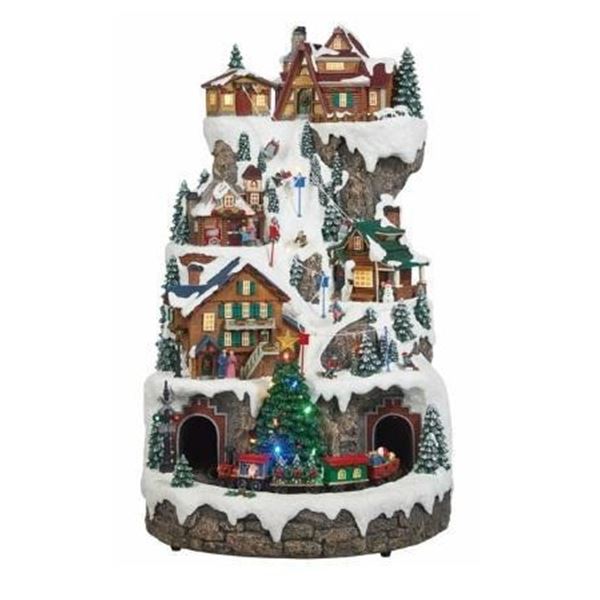 Animated Ski Mountain with Lights and Music