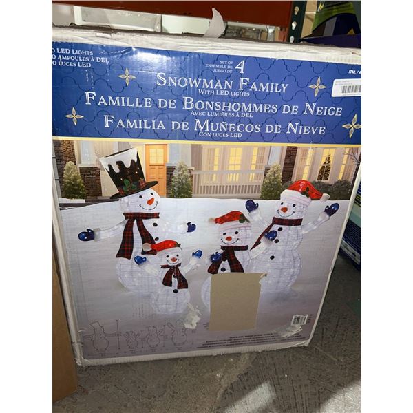 Set of 4 Snowman Family with LED Lights