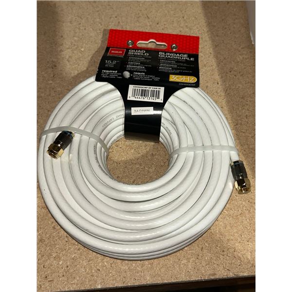 RCA Quad Shield RG6 Coax Cable, 3GHz 15.2m (50ft) 4ct