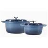 Image 1 : Tramontina Cast Iron Casserole 2 Pc, White/Blue 1x 3.7L & 1x 6.6L