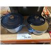 Image 2 : Tramontina Cast Iron Casserole 2 Pc, White/Blue 1x 3.7L & 1x 6.6L
