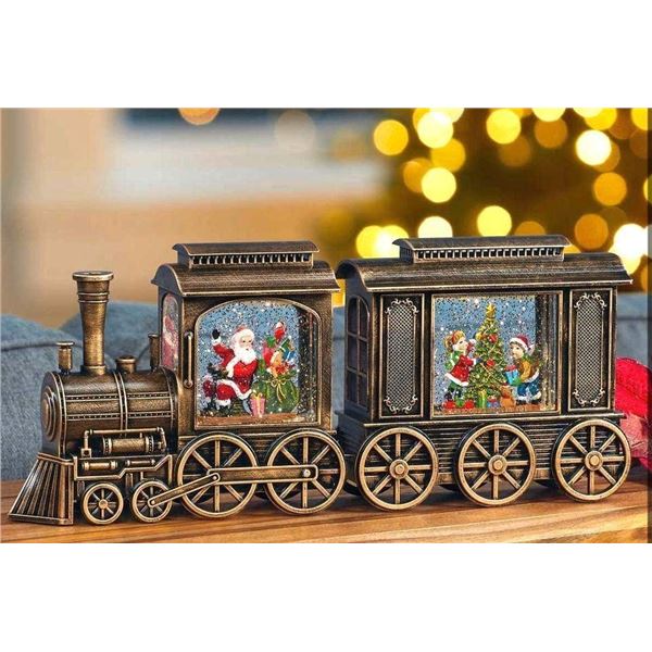 2 Piece LED Lighted Holiday Train Snow Globe