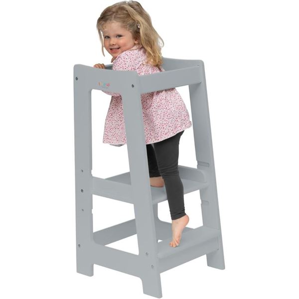 Stepup Baby Award-Winning Adjustable Wooden Toddler Tower | Safe and Sturdy Step Stool Fits Under Ki