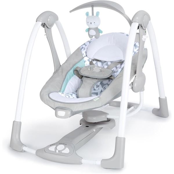 Ingenuity ConvertMe 2-in-1 Compact Portable Automatic Baby Swing & Infant Seat, Battery-Powered Vibr