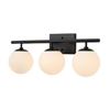Image 1 : Hampton Bay 3-Light Bathroom Matte Black Vanity Light Mid-Century Etched Opal Glass Shade