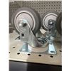 Image 2 : Lot of 4 Rubber Wheeled Casters 3" with 4 point Anchor Holes