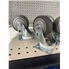 Image 2 : Lot of 4 Rubber Wheeled Casters 3" with 4 point Anchor Holes