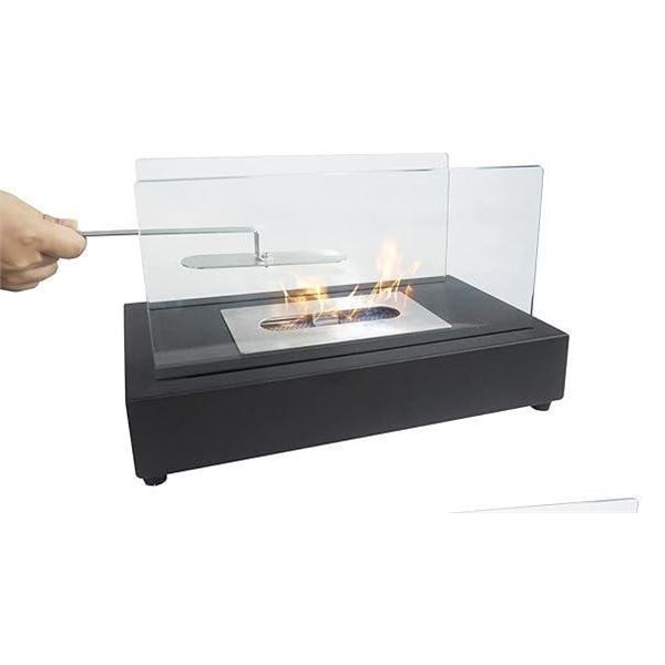 FP-017T Table top Fire Pit  Bowl, Portable Rectangle Ventless Black Fireplace, Indoor Outdoor Use