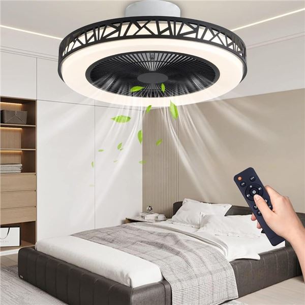 NFOD Ceiling Fans with Lights,20" Bladeless LED Ceiling Fan with Remote Control Dimmable 3 Colors 3 