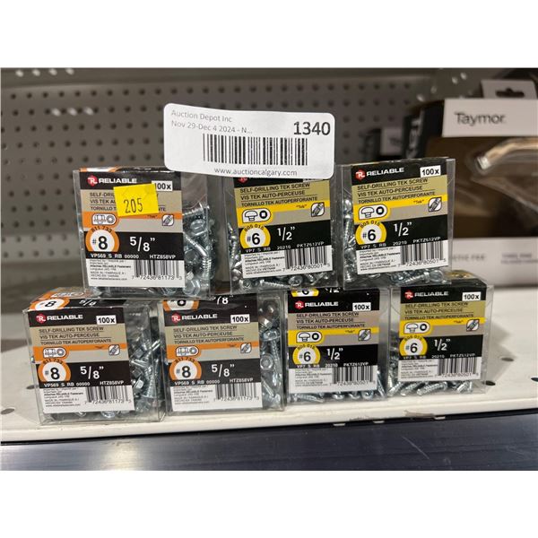 Lot of 7 Assorted Self Drilling Tek Screws