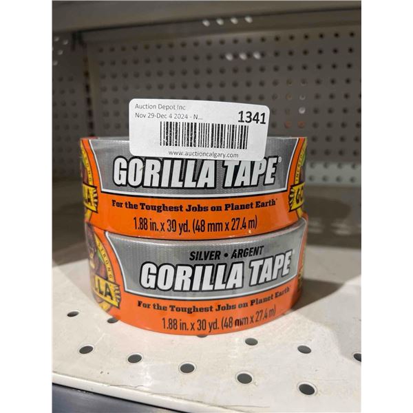 Lot of 2 Gorilla Tape (Silver) 2x 1.88"x30 Yards