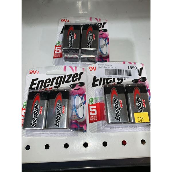 Energizer Max 9V Batteries Pack of 4 x 3