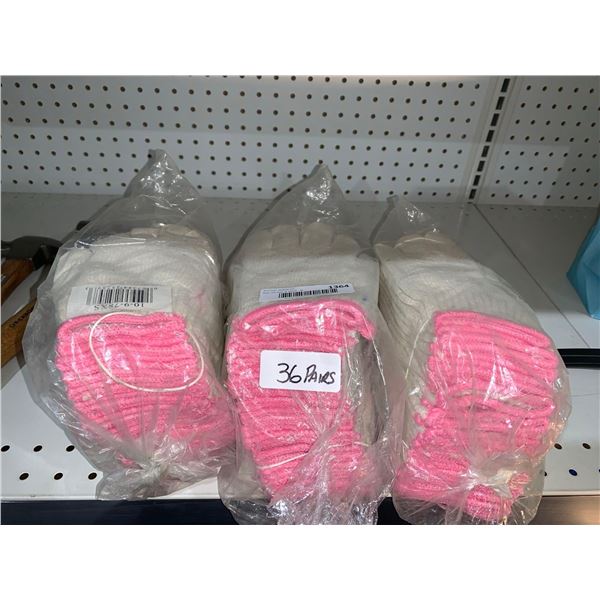 Lot of 36 Pairs Of Knit Work Gloves