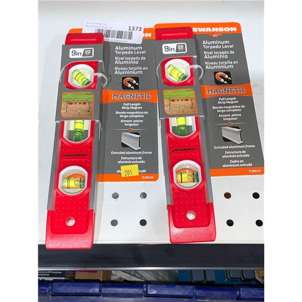 Swanson Aluminum Torpedo Level 9" Magnetic  Lot of 2