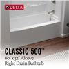 Image 1 : Delta Classic 500 60 in. x 32 in. Right Drain Rectangular Alcove Bathtub in High Gloss White