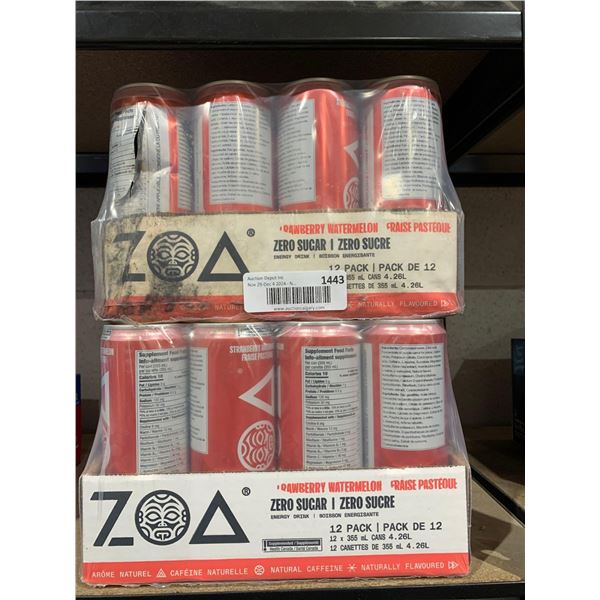 ZOA Zero Sugar Energy Drinks, Strawberry Watermelon - 355ml (Pack of 12) x's 2