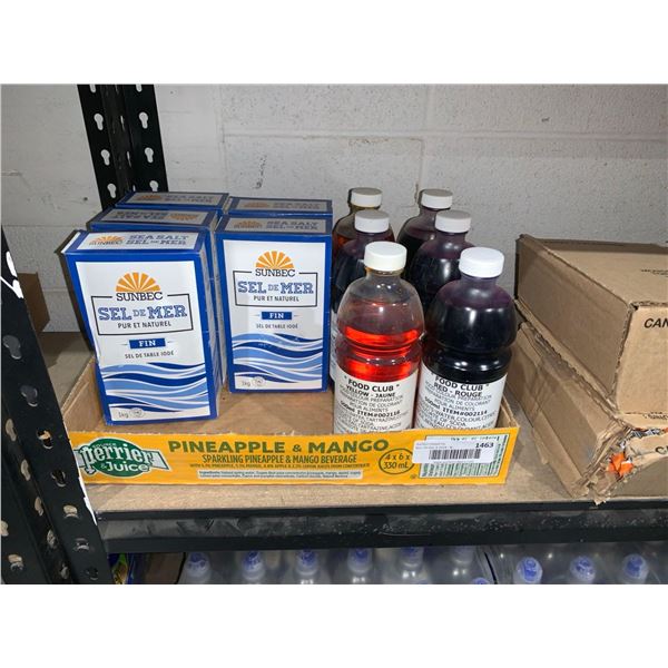 Lot of Sunbec Sea Salt Fine 5 x 1kg AND 6 Bottles Of Food Coloring Yellow and Red 6 x 500ml