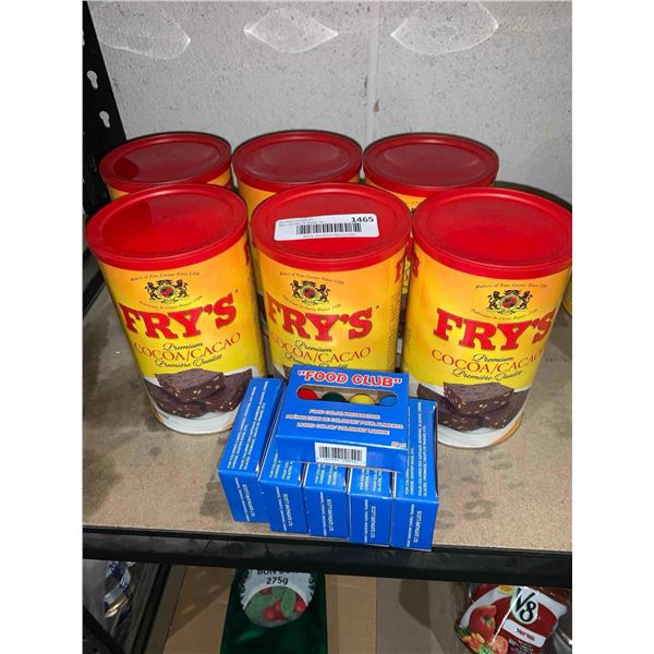 Fry's Premium Cocoa 6 x 454g AND Food Club Assorted 4 Pack of Food Coloring 6 x 25ml