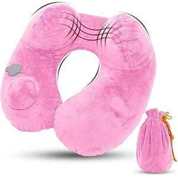 Inflatble Travel Pillow fluffy pink