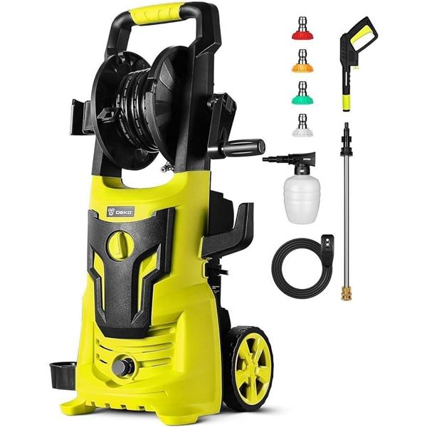DEKOPRO Power Washer: 2150PSI, Max. 1.8GPM Electric Pressure Washer with Hose Reel