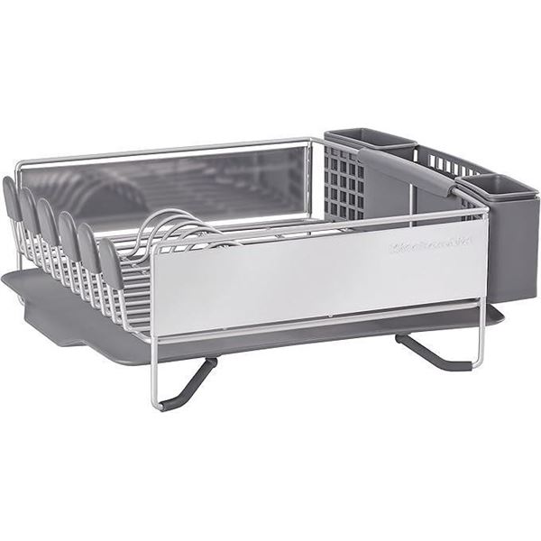 KitchenAid Compact Stainless Steel Dish Rack, Satin Gray