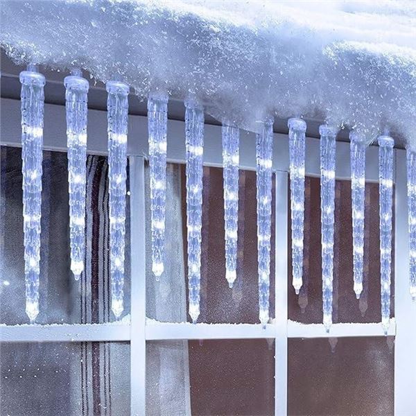 Sylvania Christmas Icicle Lights, 20 icicles Outdoor Indoor Crystal Ice String Lights, Connectable W