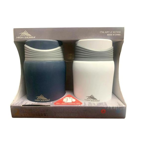High Sierra Insulated THERMO Stainless Steel Food Jar White/Blue 24oz