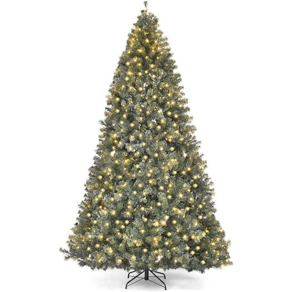 6.5 FT Premium Hinged Pre-lit Artificial Christmas Tree w/UL-Certified LED Lights, Solid Metal Legs