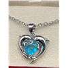 Image 2 : Blue Topaz Solitaire Sterling Silver Dolphin Pendand and chain gift set NEW
