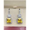 Image 1 : Canary Yellow Topaz Double Earring Set set in .999 Silver 1.8 Carat TW NEW