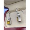 Image 2 : Canary Yellow Topaz Double Earring Set set in .999 Silver 1.8 Carat TW NEW