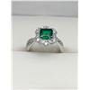 Image 1 : Emerald square solitaire .80 Carat Cluster Mount Vintage Styled Dress Ring set in .999 silver NEW si