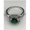 Image 3 : Emerald square solitaire .80 Carat Cluster Mount Vintage Styled Dress Ring set in .999 silver NEW si