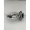 Image 4 : Emerald square solitaire .80 Carat Cluster Mount Vintage Styled Dress Ring set in .999 silver NEW si
