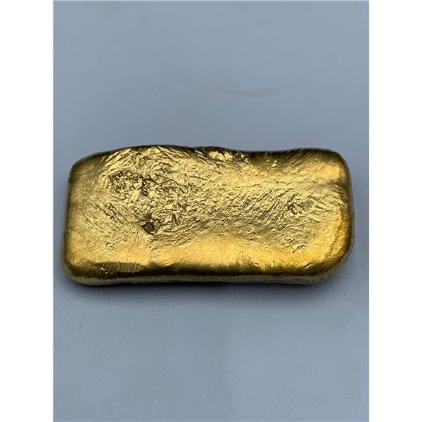 Hand Poured Ingot approx. 110 grams derived from scrap computer gold pins (purity unknown)