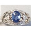 Image 1 : 14K White Gold Natural Sapphire(1ct) Diamond(0.16ct) Ring, Made in Canada, Appraised Retail $2750