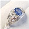 Image 4 : 14K White Gold Natural Sapphire(1ct) Diamond(0.16ct) Ring, Made in Canada, Appraised Retail $2750
