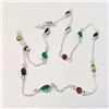Image 2 : Silver Genuine Multi Gemstone 18" (10ct) Necklace (~weight 4.27g), Made in Canada, Appraised Retail 