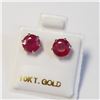 Image 3 : 10K Yellow Gold Ruby(3.1ct) Earrings (~weight 1.06g), Made in Canada, Appraised Retail $965