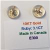 Image 4 : 10K Yellow Gold Ruby(3.1ct) Earrings (~weight 1.06g), Made in Canada, Appraised Retail $965