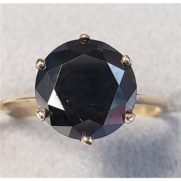 10K Yellow Gold Black Diamond(3.7ct) Ring (~Size 6.25)(~weight 2.57g), Made in Canada, Appraised Ret