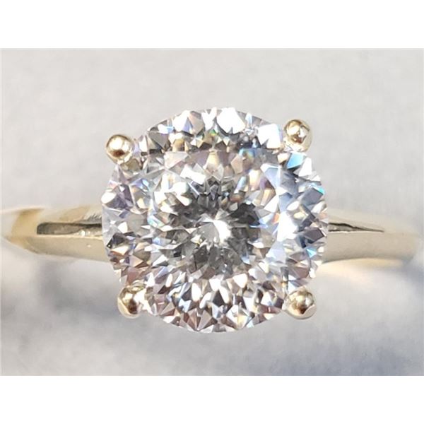10K Yellow Gold Moissanite(2ct) Ring (~Size 5.5) (~weight 1.9g), Made in Canada, Appraised Retail $2