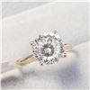 Image 2 : 10K Yellow Gold Moissanite(2ct) Ring (~Size 5.5) (~weight 1.9g), Made in Canada, Appraised Retail $2