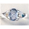 Image 1 : 10K White Gold Sapphire(1ct) Diamond(0.06ct) Ring (~Size 7)) (~weight 1.92g), Made in Canada, Apprai