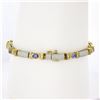 Image 2 : 14k TT Gold 2.02 ctw Oval Tanzanite & Round Diamonds 6.75" Line Tennis Bracelet