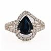 Image 1 : 2.13 ctw Blue Sapphire and 0.82 ctw Diamond Platinum Ring
